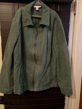 Coldwater Creek Teal Quilted Zip Front Jacket